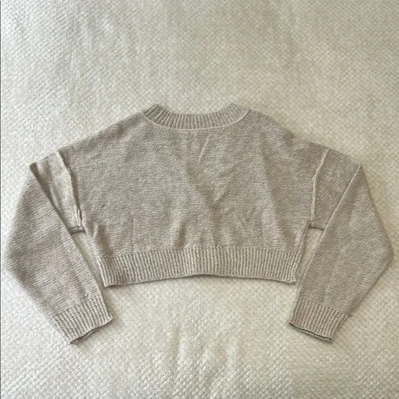 Garage Tan Cropped Cardigan Sweater V-Neck - Picture 6 of 6